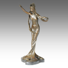 Dancer Figure Statue Long-Hair Lady Bronze Sculpture TPE-066